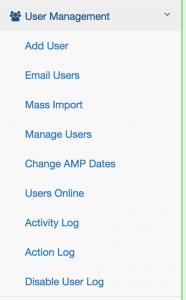 User management dropdown