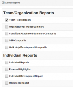 Select Reports - Team Health